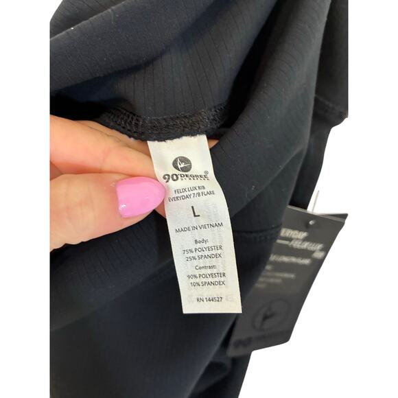 NWT Black Felix Lux Rib 7/8 Flare Leggings 90 Degrees Active Pilates Errands L - Picture 4 of 5